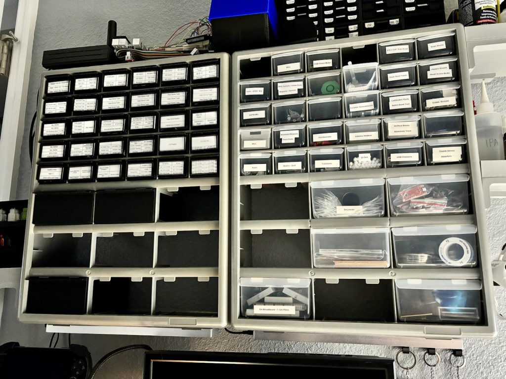 Akro-Mils parts organizers.